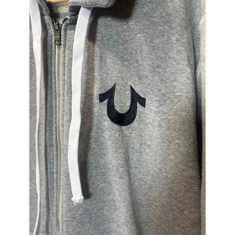 True Religion Gray Zip Up Hooded Sweatshirt Size‎ XXL